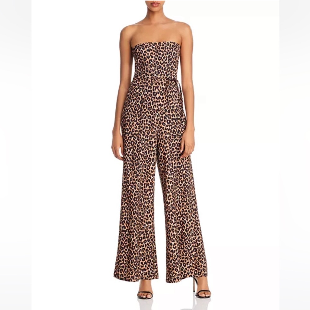 Revolve Likely 8 Emile Jumpsuit Leopard Strapless‎ Wide Leg Romper Dress Pant